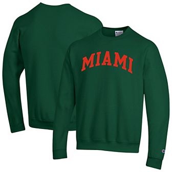 Men's Champion Green Miami Hurricanes Basic Arch Fleece Pullover Sweatshirt