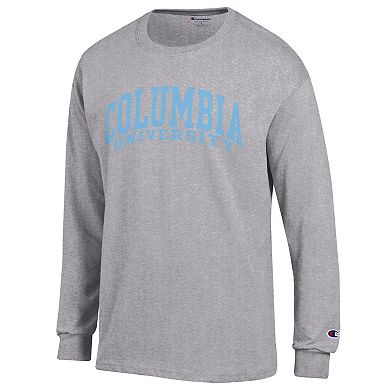 Men's Champion Heather Gray Columbia University Basic Arch Long Sleeve T-Shirt