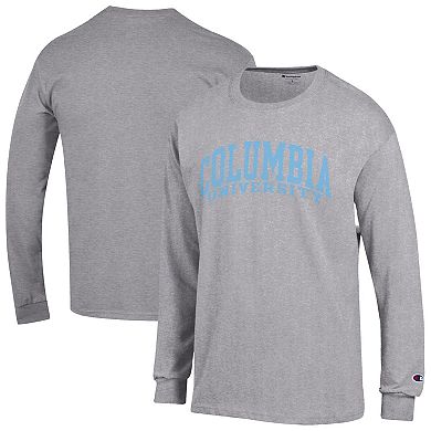 Men's Champion Heather Gray Columbia University Basic Arch Long Sleeve T-Shirt
