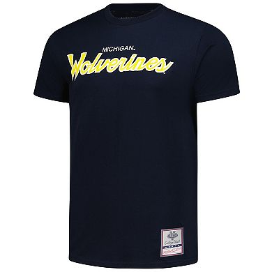 Men's Mitchell & Ness Navy Michigan Wolverines Elite Script T-Shirt