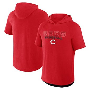 Men's Fanatics Red Cincinnati Reds Clubhouse Optimal Play Raglan Short Sleeve Pullover Hoodie