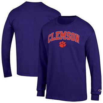Men's Champion Purple Clemson Tigers Arch Over Logo Long Sleeve T-Shirt