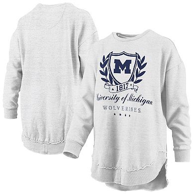 Women's Pressbox Heather Gray Michigan Wolverines Field Day Melange Poncho Pullover Sweatshirt
