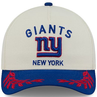 Men's New Era Cream/Royal New York Giants 2025 NFL Draft 9FORTY A-Frame M-Crown Adjustable Hat