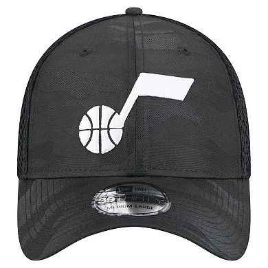 Men's New Era Black Utah Jazz Subtle Camo 39THIRTY Flex Hat