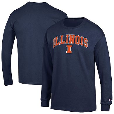 Men's�Champion Navy Illinois Fighting Illini Arch Over Logo Long Sleeve T-Shirt