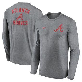 Men's Nike Heather Charcoal Atlanta Braves 2-Hit Legend Performance Long Sleeve T-Shirt
