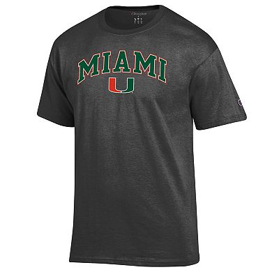 Men's Champion Charcoal Miami Hurricanes Arch Over Logo T-Shirt