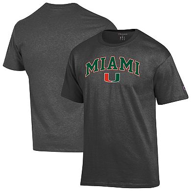Men's Champion Charcoal Miami Hurricanes Arch Over Logo T-Shirt