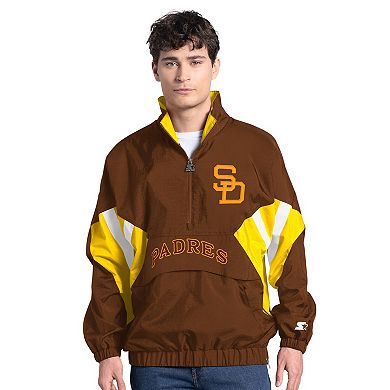 Men's�Starter Brown San Diego Padres Cooperstown Chief Half-Zip Pullover
