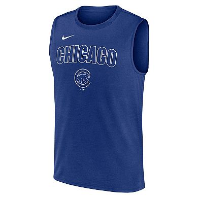 Men's Nike Royal Chicago Cubs Knockout Performance Muscle Tank Top