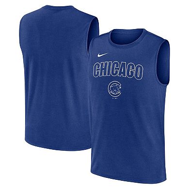 Men's Nike Royal Chicago Cubs Knockout Performance Muscle Tank Top
