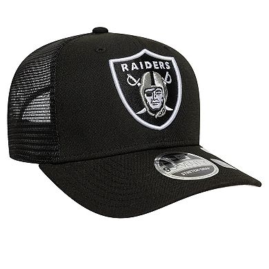 Men's New Era Black Las Vegas Raiders Main Trucker 9SEVENTY Stretch-Snap Hat
