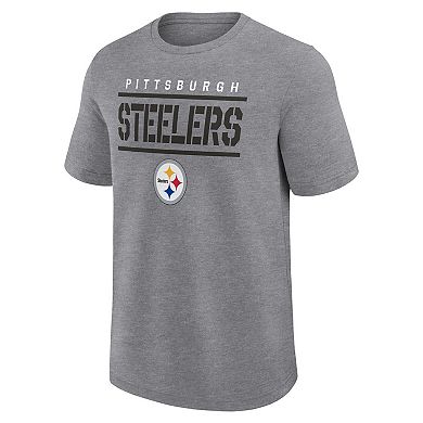 Men's Fanatics Heather Gray Pittsburgh Steelers Big & Tall Top Notch T-Shirt