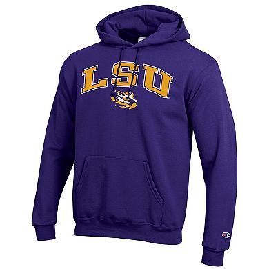 Men's Champion Purple LSU Tigers Arch Over Logo Pullover Hoodie
