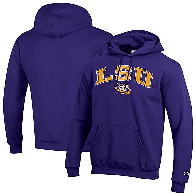 Men's Champion Purple LSU Tigers Arch Over Logo Pullover Hoodie