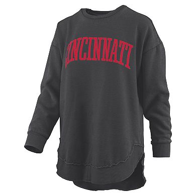Women's Pressbox Black Cincinnati Bearcats Melange Poncho Vintage Fleece Long Sleeve Pullover Sweatshirt