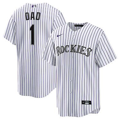 Men's Nike White Colorado Rockies #1 Dad Home Replica Jersey