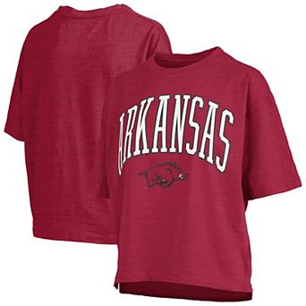 Women's Pressbox Cardinal Arkansas Razorbacks Nelson Arch Over Logo Waist Length Oversized Slub T-Shirt