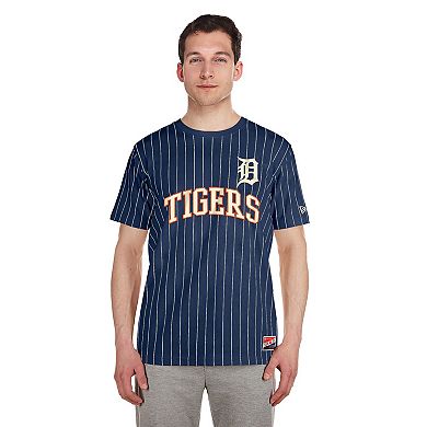 Men's New Era Navy Detroit Tigers Throwback Pinstripe T-Shirt