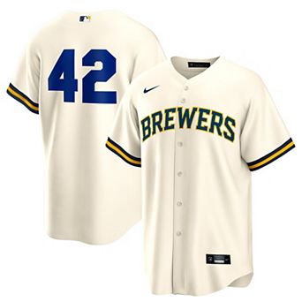 Men's Nike Cream Milwaukee Brewers Home 2025 Jackie Robinson Day Replica Jersey