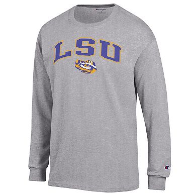 Men's�Champion Heather Gray LSU Tigers Arch Over Logo Long Sleeve T-Shirt