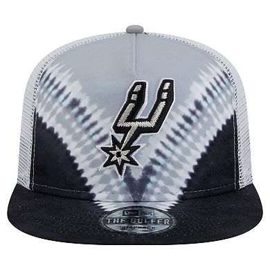 Men's New Era Black/Silver San Antonio Spurs Throwback Dye Golfer Snapback Hat