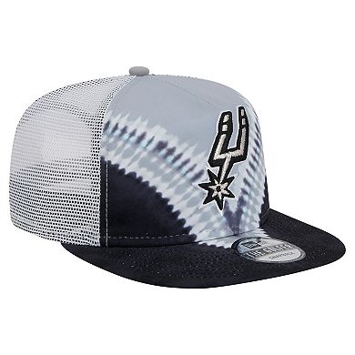 Men's New Era Black/Silver San Antonio Spurs Throwback Dye Golfer Snapback Hat