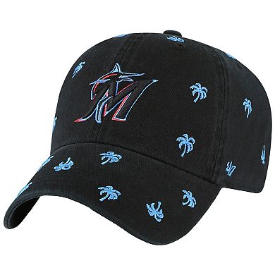 Women's '47 Black Miami Marlins Confetti Clean Up Adjustable Hat