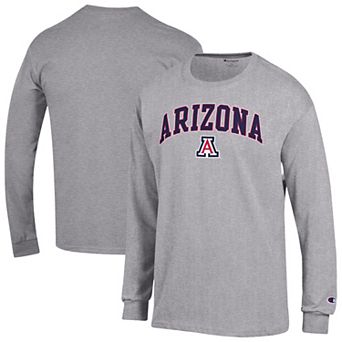 Men's Champion Heather Gray Arizona Wildcats Arch Over Logo Long Sleeve T-Shirt