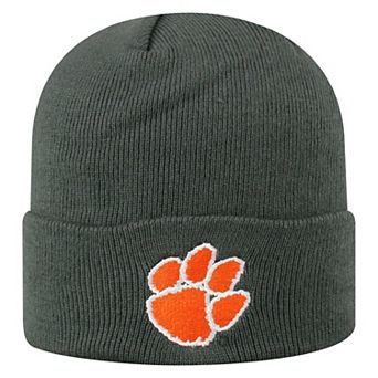 Men's Top of the World Gray Clemson Tigers Logo Cuffed Knit Hat