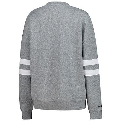 Women's Mitchell & Ness Heather Gray Pittsburgh Penguins Logo Lightweight Pullover Sweatshirt