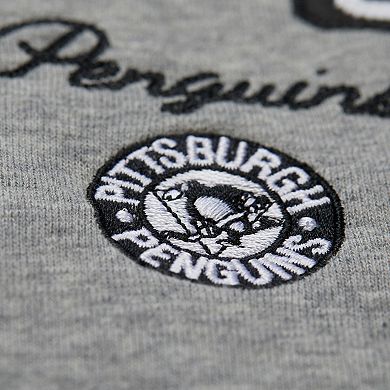 Women's Mitchell & Ness Heather Gray Pittsburgh Penguins Logo Lightweight Pullover Sweatshirt