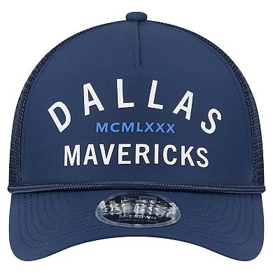 Men's New Era Navy Dallas Mavericks Minimalist A-Frame 9FORTY Trucker Hat