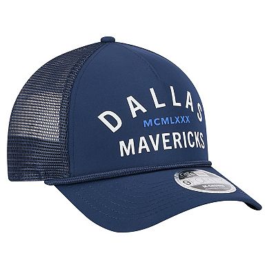 Men's New Era Navy Dallas Mavericks Minimalist A-Frame 9FORTY Trucker Hat