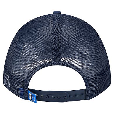 Men's New Era Navy Dallas Mavericks Minimalist A-Frame 9FORTY Trucker Hat