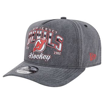 Men's New Era Charcoal New Jersey Devils Throwback Washed A-Frame Pre-Curved 9FIFTY Snapback Hat