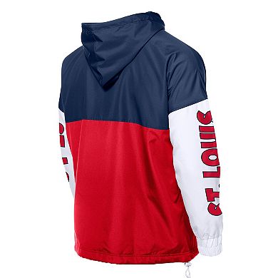 Men's�New Era Red/Navy St. Louis Cardinals Color Block Full-Zip Hoodie Windbreaker