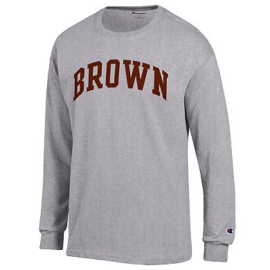 Men's Champion Heather Gray Brown Bears Basic Arch Long Sleeve T-Shirt