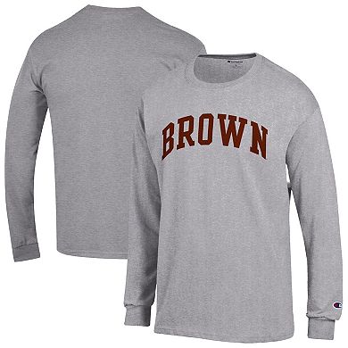 Men's Champion Heather Gray Brown Bears Basic Arch Long Sleeve T-Shirt