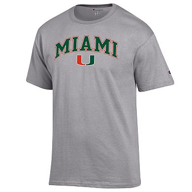Men's Champion Heather Gray Miami Hurricanes Arch Over Logo T-Shirt