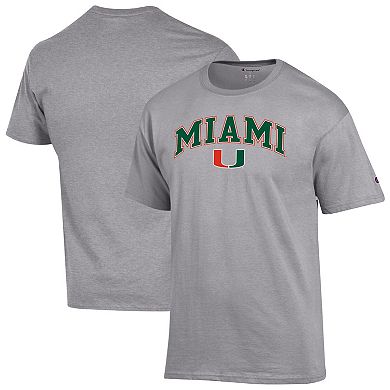 Men's Champion Heather Gray Miami Hurricanes Arch Over Logo T-Shirt