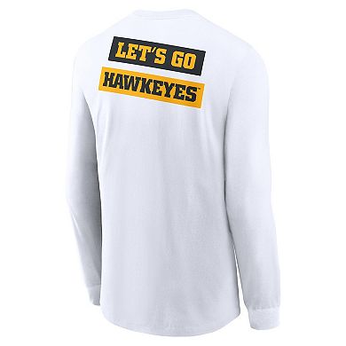 Men's Nike White Iowa Hawkeyes Two-Hit Classic Location Long Sleeve T-Shirt
