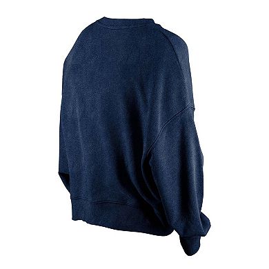 Women's�New Era Navy Dallas Cowboys Throwback Distressed Boxy Pullover Sweatshirt