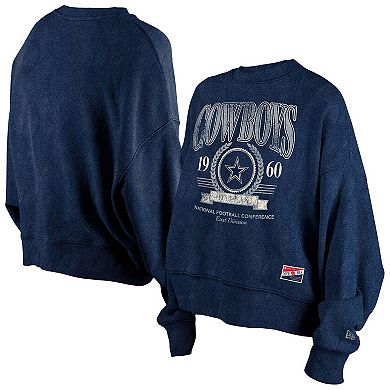 Women's�New Era Navy Dallas Cowboys Throwback Distressed Boxy Pullover Sweatshirt