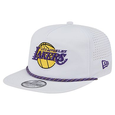 Men's New Era White Los Angeles Lakers Performance Rope Golfer Adjustable Hat