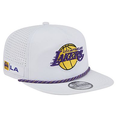 Men's New Era White Los Angeles Lakers Performance Rope Golfer Adjustable Hat