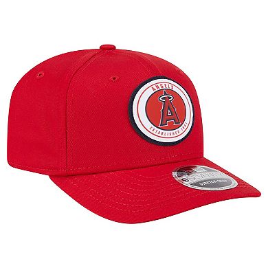 Men's New Era Red Los Angeles Angels Circle Patch 9SEVENTY Stretch-Snap Hat