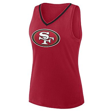 Women's Scarlet San Francisco 49ers Plus Size Stellar Win V-Neck Tank Top
