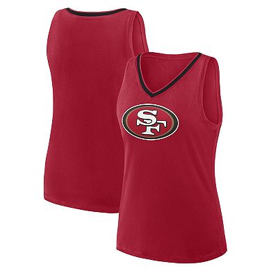 Women's Scarlet San Francisco 49ers Plus Size Stellar Win V-Neck Tank Top
